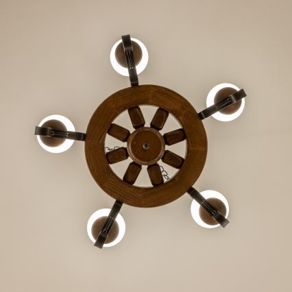 Brilagi - Luster na reťazi ROATA 5xE14/40W/230V pr. 50 cm buk/orech