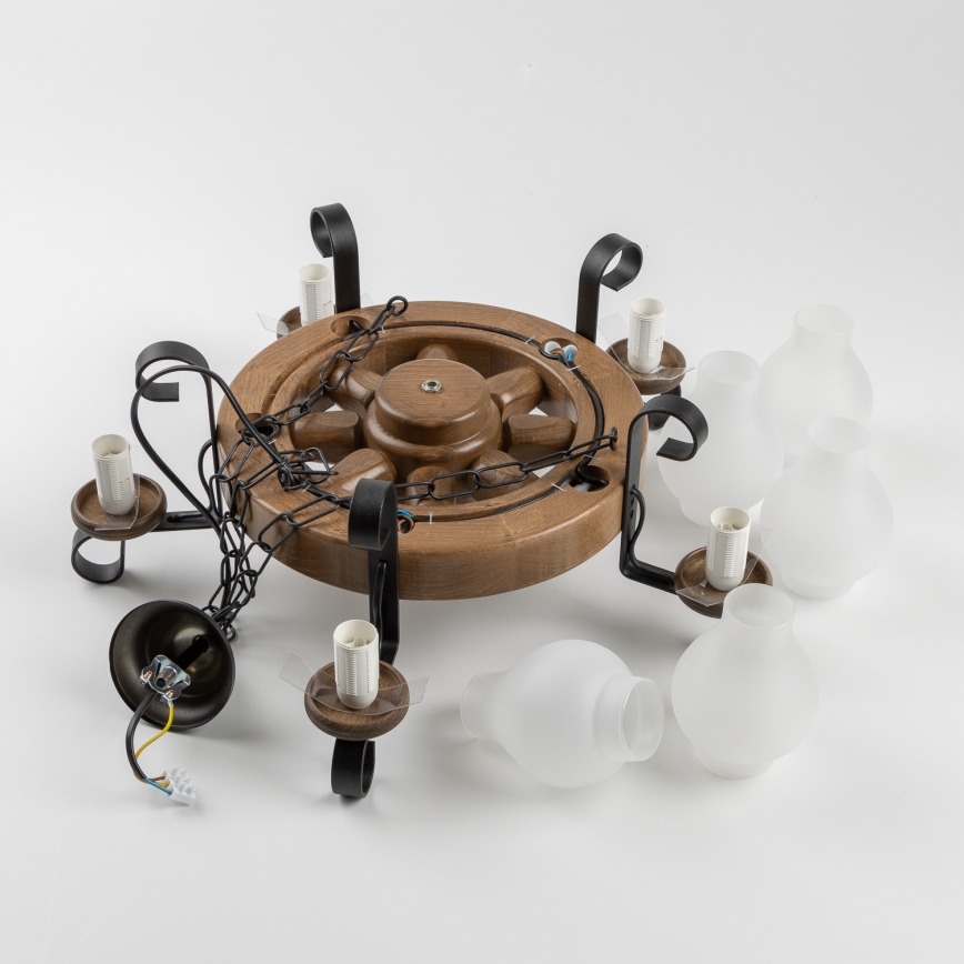 Brilagi - Luster na reťazi ROATA 5xE14/40W/230V pr. 50 cm buk/orech