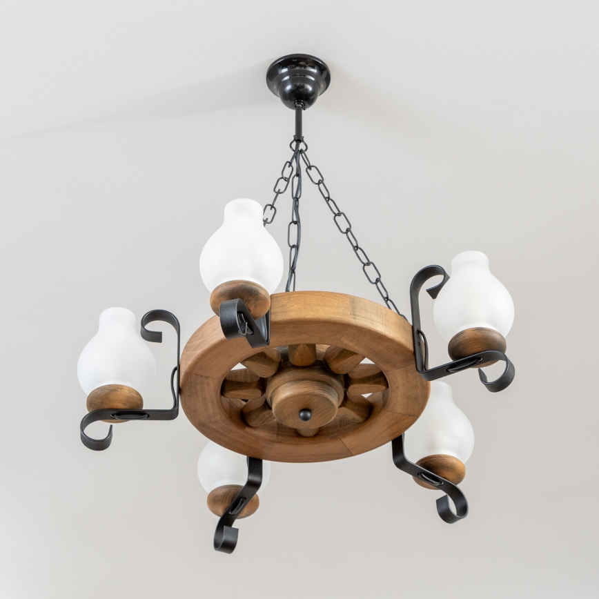 Brilagi - Luster na reťazi ROATA 5xE14/40W/230V, priemer 50 cm, buk