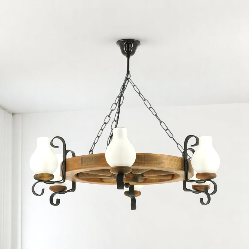 Brilagi - Luster na reťazi ROATA 6xE14/40W/230V buk