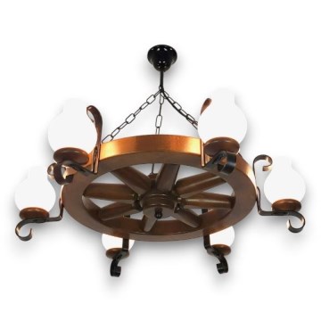 Brilagi - Luster na reťazi ROATA 6xE14/40W/230V buk/orech