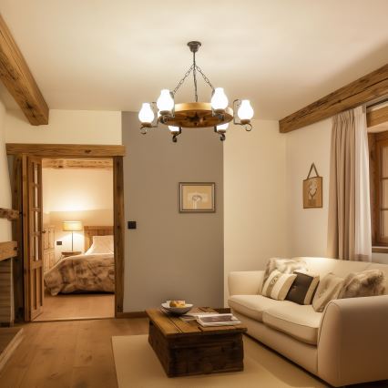 Brilagi - Luster na reťazi ROATA 6xE14/40W/230V, priemer 70 cm, buk