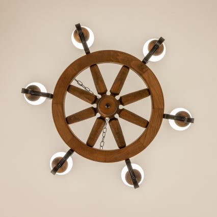 Brilagi - Luster na reťazi ROATA 6xE14/40W/230V, priemer 70 cm, buk