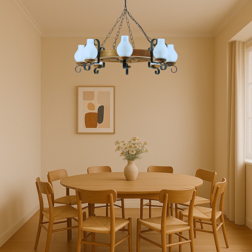 Brilagi - Luster na reťazi ROATA 8xE14/40W/230V buk