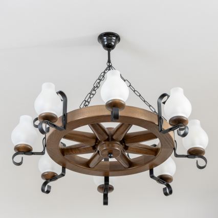 Brilagi - Luster na reťazi ROATA 8xE14/40W/230V pr. 70 cm buk/orech