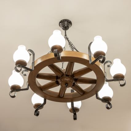 Brilagi - Luster na reťazi ROATA 8xE14/40W/230V pr. 70 cm buk/orech