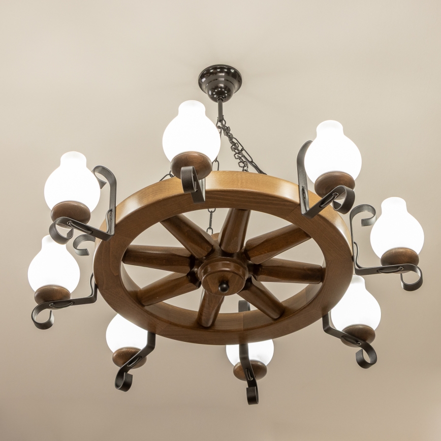 Brilagi - Luster na reťazi ROATA 8xE14/40W/230V pr. 70 cm buk/orech