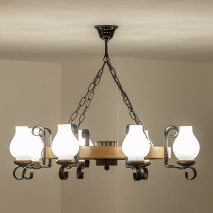 Brilagi - Luster na reťazi ROATA 8xE14/40W/230V pr. 70 cm buk/orech