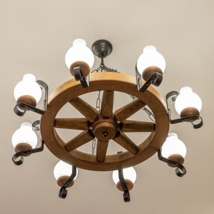 Brilagi - Luster na reťazi ROATA 8xE14/40W/230V priemer 70 cm buk