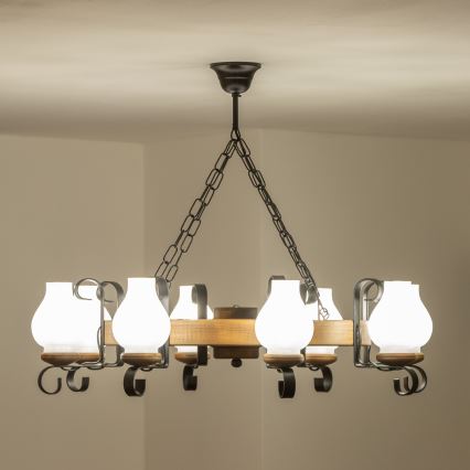 Brilagi - Luster na reťazi ROATA 8xE14/40W/230V priemer 70 cm buk