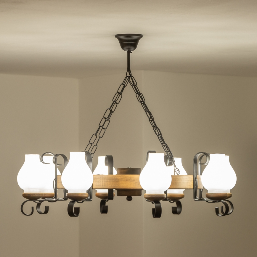Brilagi - Luster na reťazi ROATA 8xE14/40W/230V priemer 70 cm buk