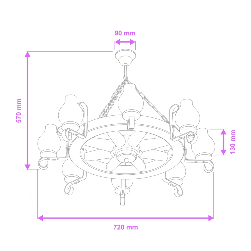 Brilagi - Luster na reťazi ROATA 8xE14/40W/230V priemer 70 cm buk