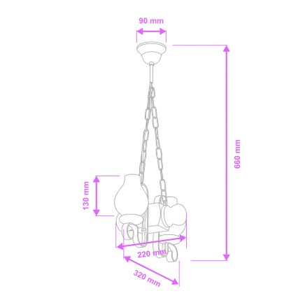 Brilagi - Luster na reťazi RUSTIC 2xE14/40W/230V buk