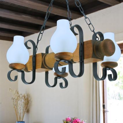 Brilagi - Luster na reťazi RUSTIC 4xE14/40W/230V buk