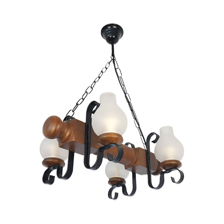 Brilagi - Luster na reťazi RUSTIC 4xE14/40W/230V buk/orech