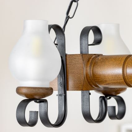 Brilagi - Luster na reťazi RUSTIC 4xE14/40W/230V buk/orech