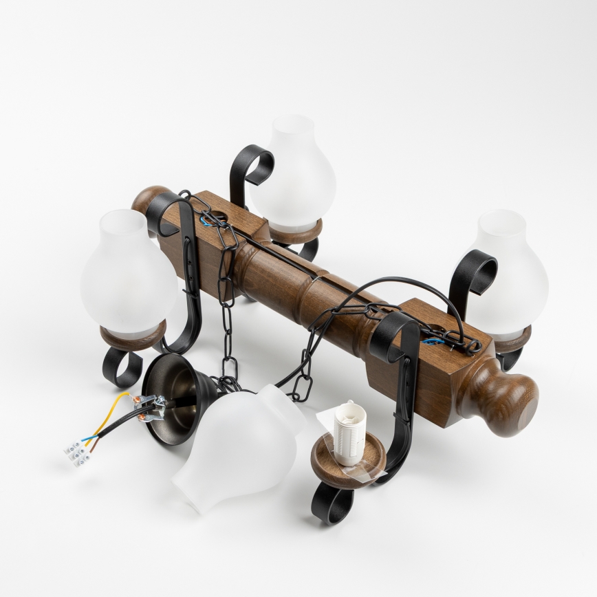 Brilagi - Luster na reťazi RUSTIC 4xE14/40W/230V buk/orech