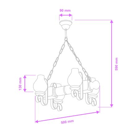 Brilagi - Luster na reťazi RUSTIC 4xE14/40W/230V buk/orech