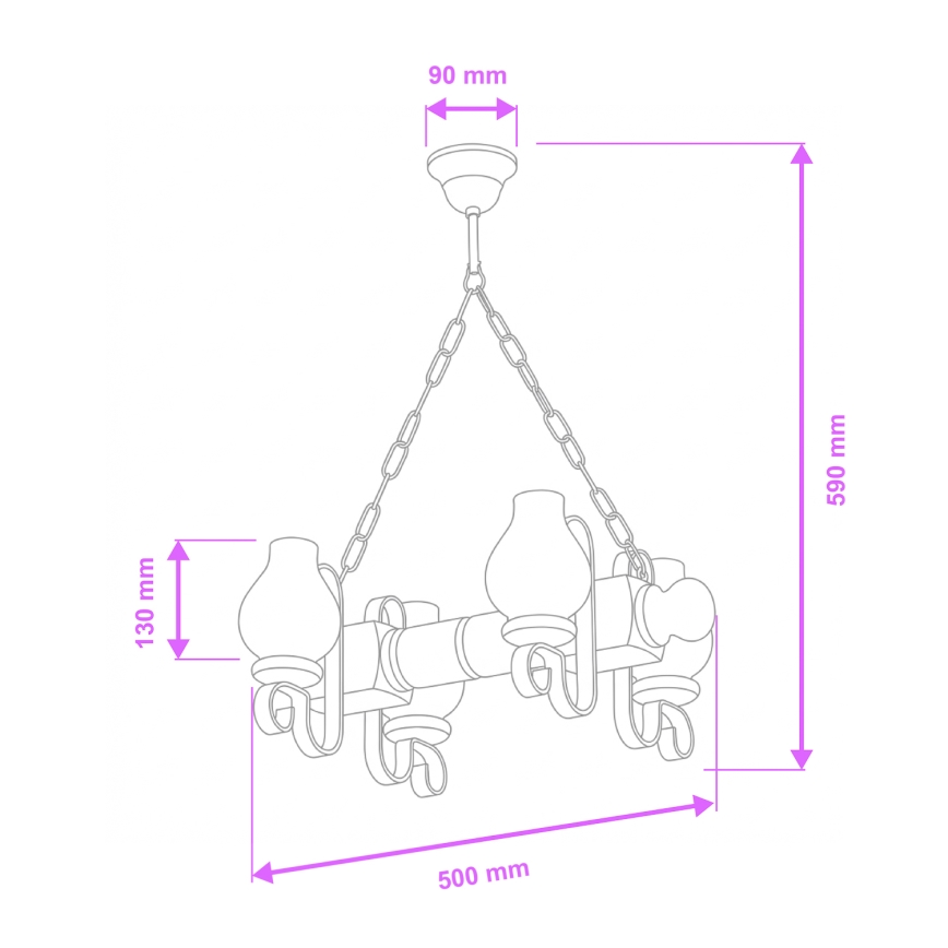 Brilagi - Luster na reťazi RUSTIC 4xE14/40W/230V buk/orech