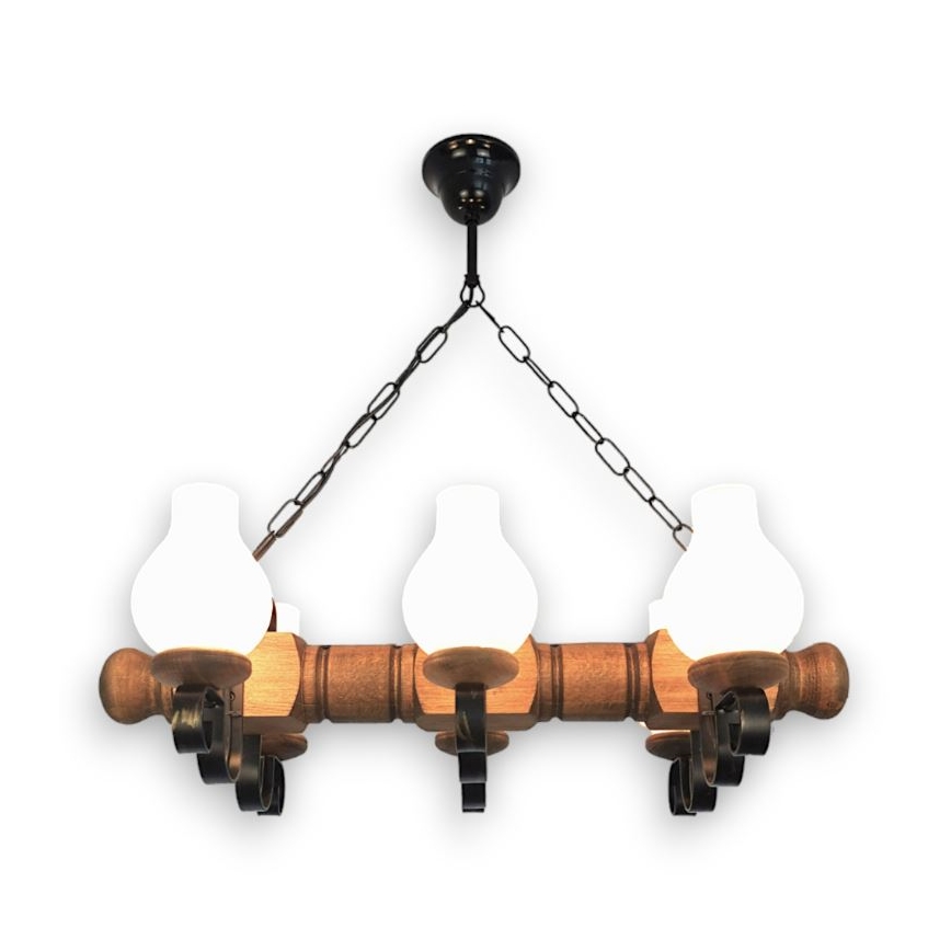 Brilagi - Luster na reťazi RUSTIC 6xE14/40W/230V buk