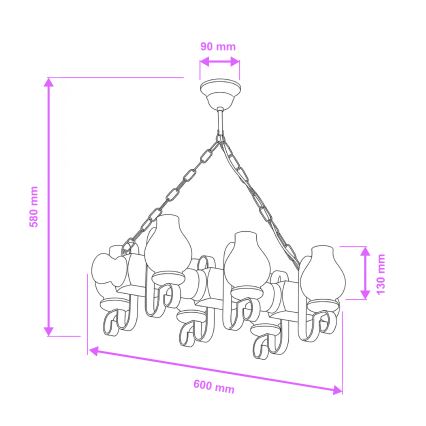 Brilagi - Luster na reťazi RUSTIC 6xE14/40W/230V buk