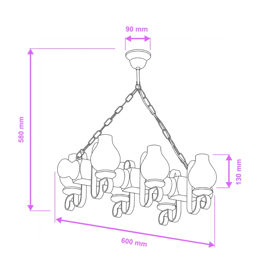Brilagi - Luster na reťazi RUSTIC 6xE14/40W/230V buk