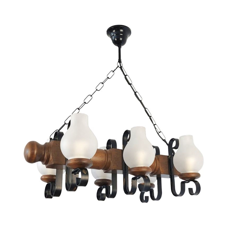 Brilagi - Luster na reťazi RUSTIC 6xE14/40W/230V buk/orech