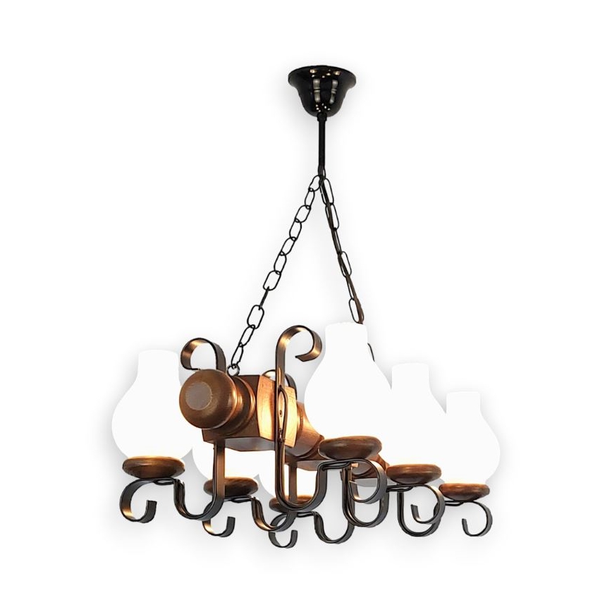 Brilagi - Luster na reťazi RUSTIC 6xE14/40W/230V buk/orech