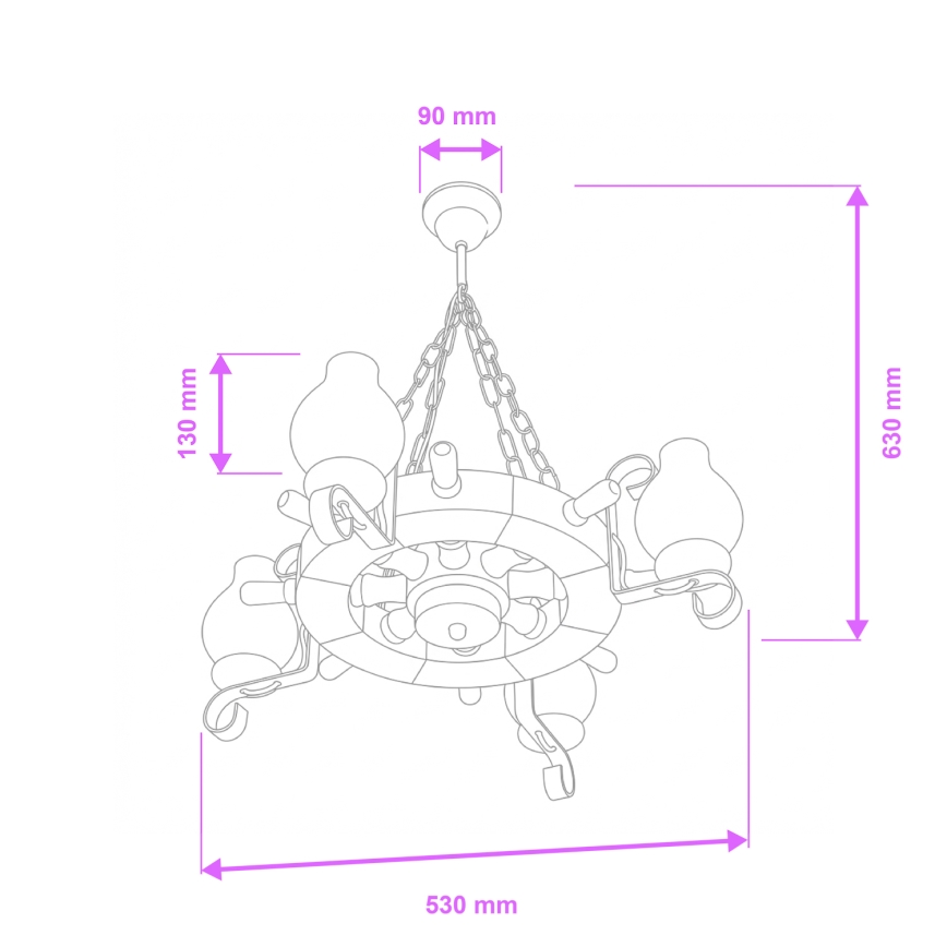 Brilagi - Luster na reťazi TIMONA 4xE14/40W/230V priemer 50 cm buk/orech