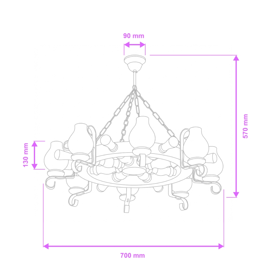 Brilagi - Luster na reťazi TIMONA 8xE14/40W/230V pr. 70 cm buk