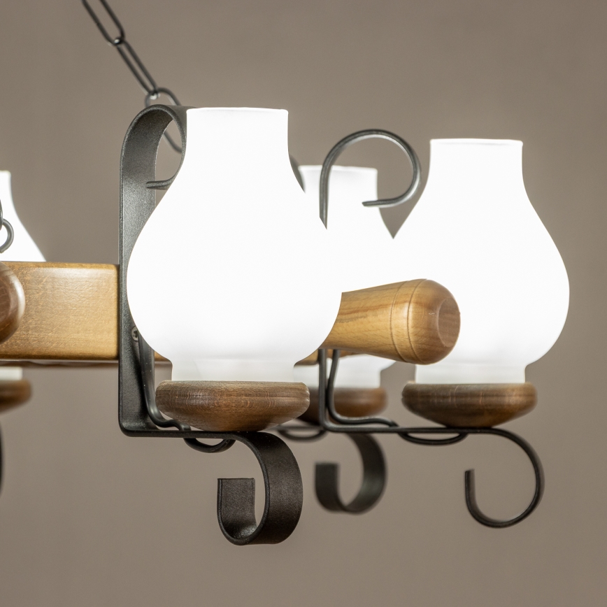 Brilagi - Luster na reťazi TIMONA 8xE14/40W/230V priemer 70 cm buk/orech