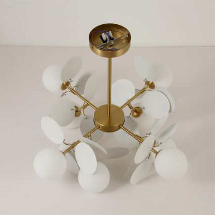 Brilagi - Luster na tyči BALMO 8xG9/9W/230V pr. 60 cm zlatá/biela