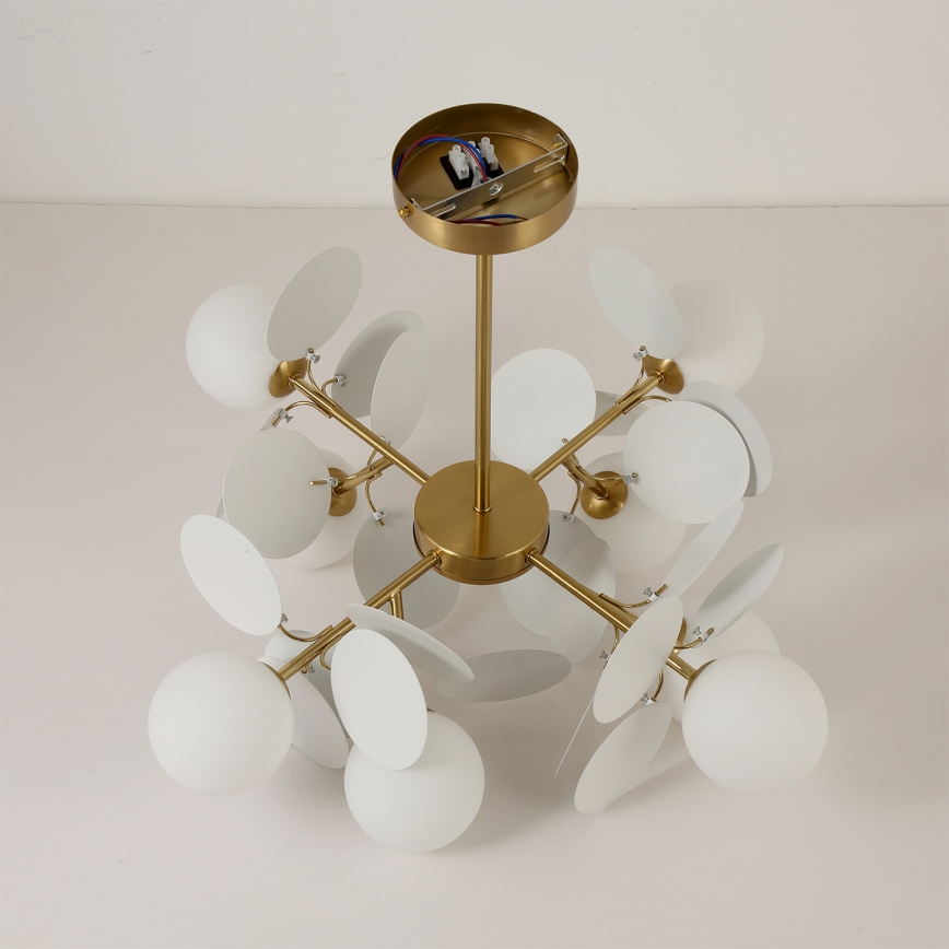 Brilagi - Luster na tyči BALMO 8xG9/9W/230V pr. 60 cm zlatá/biela