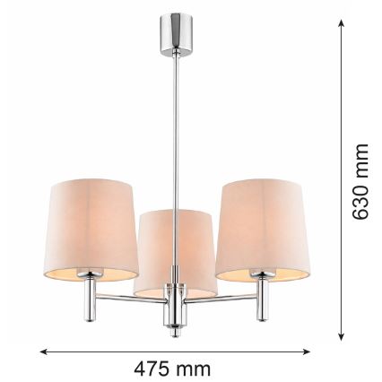 Brilagi - Luster na tyči MONTE 3xE27/15W/230V béžová/lesklý chróm