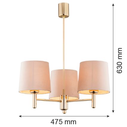 Brilagi - Luster na tyči MONTE 3xE27/15W/230V béžová/zlatá