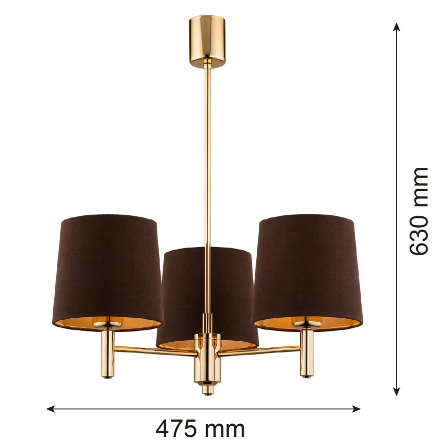Brilagi - Luster na tyči MONTE 3xE27/15W/230V hnedá/zlatá