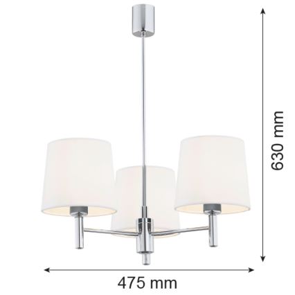 Brilagi - Luster na tyči MONTE 3xE27/15W/230V krémová/lesklý chróm