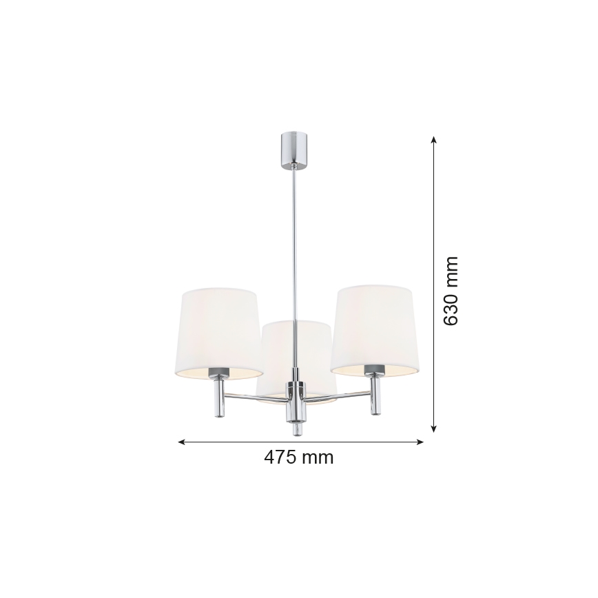Brilagi - Luster na tyči MONTE 3xE27/15W/230V krémová/lesklý chróm