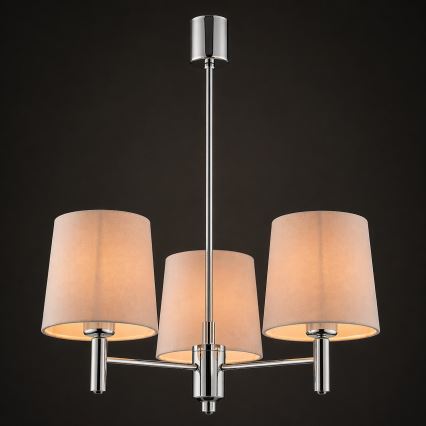 Brilagi - Luster na tyči MONTE 3xE27/60W/230V béžová/lesklý chróm