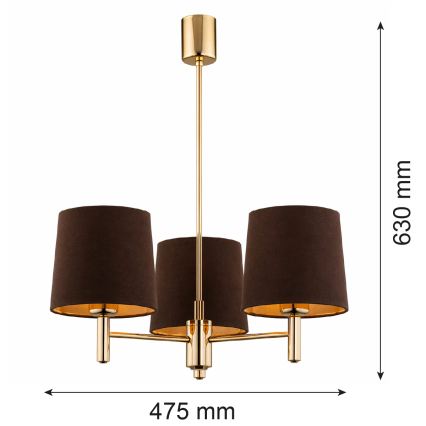 BRILAGI - Luster na tyči MONTE 3xE27/60W/230V hnedá/zlatá