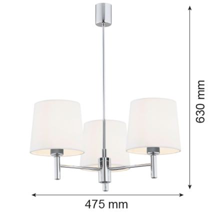 BRILAGI - Luster na tyči MONTE 3xE27/60W/230V krémová/lesklý chróm