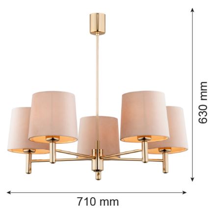 Brilagi - Luster na tyči MONTE 5xE27/15W/230V béžová/zlatá