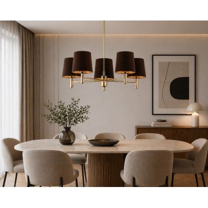 Brilagi - Luster na tyči MONTE 5xE27/15W/230V hnedá/zlatá