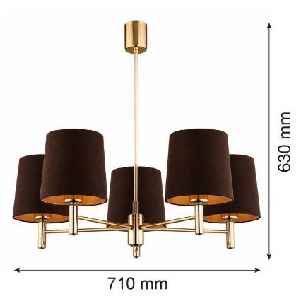 Brilagi - Luster na tyči MONTE 5xE27/15W/230V hnedá/zlatá