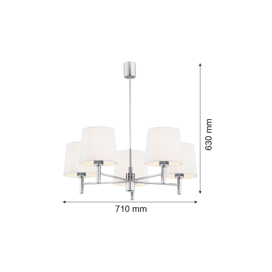 Brilagi - Luster na tyči MONTE 5xE27/15W/230V krémová/lesklý chróm