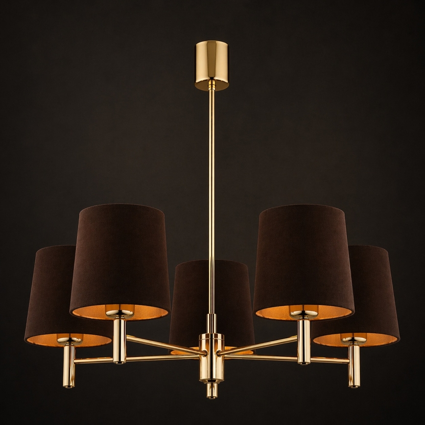 BRILAGI - Luster na tyči MONTE 5xE27/60W/230V hnedá/zlatá