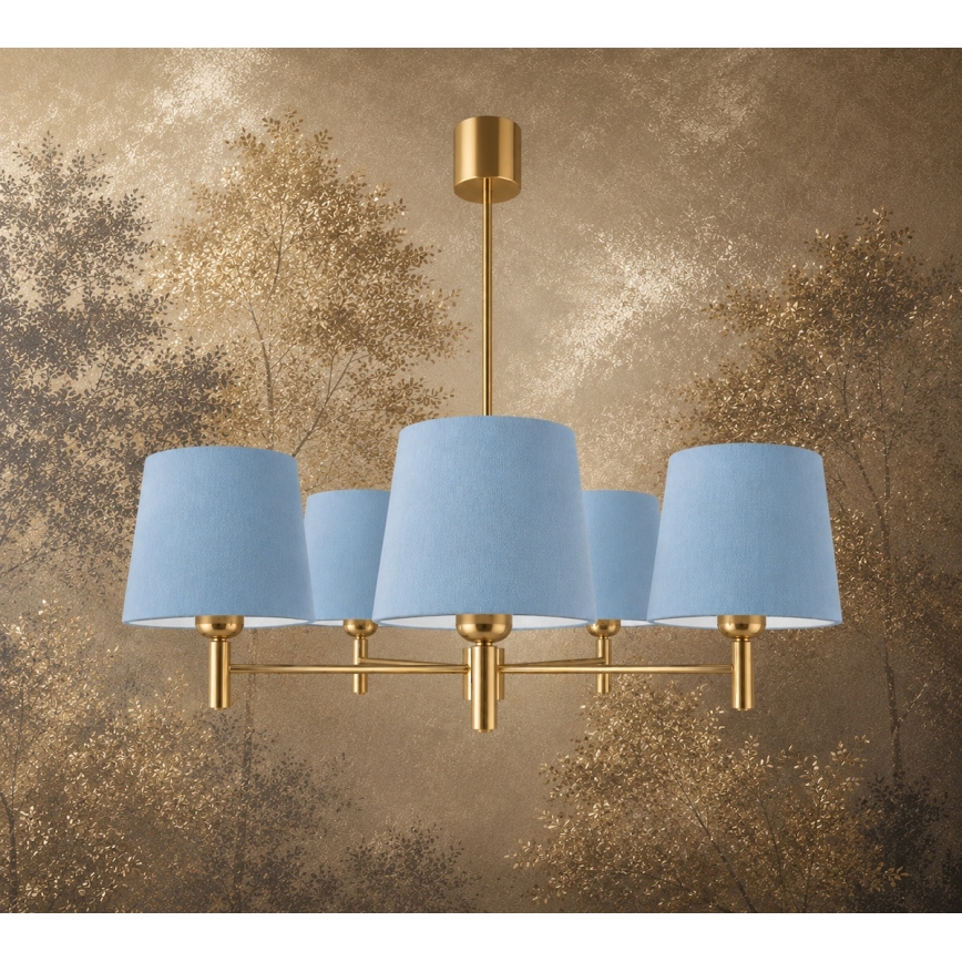 BRILAGI - Luster na tyči MONTE 5xE27/60W/230V modrá/zlatá