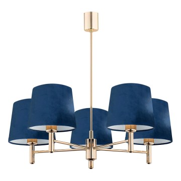 Brilagi - Luster na tyči MONTE 5xE27/60W/230V modrá/zlatá