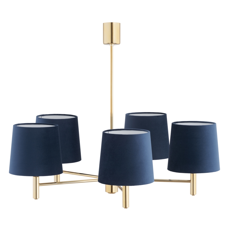 BRILAGI - Luster na tyči MONTE 5xE27/60W/230V modrá/zlatá