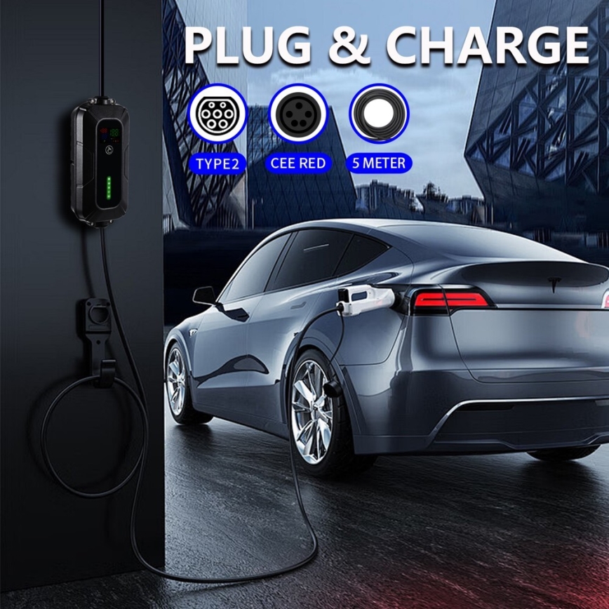 Brilagi - Cestovná nabíjacia stanica EV pre elektromobily FAST AC Type 2 16A/380V 11kW + zástrčka 230V, 3,7kW 5m + puzdro